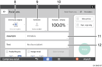 Il·lustració explicativa i numerada de la pantalla del panell d'operacions.