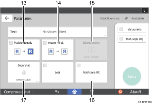 Il·lustració explicativa i numerada de la pantalla del panell d'operacions.