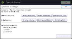 Il·lustració de pantalla del panell d'operacions