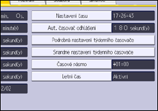 Ilustrace displeje ovládacího panelu