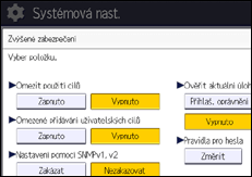 Ilustrace displeje ovládacího panelu