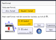 Illustration af displayet på betjeningspanelet