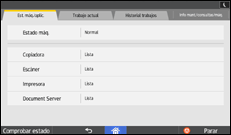 Ilustración de la pantalla panel de mandos