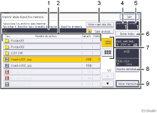 Ilustración con llamadas numeradas de la pantalla del panel de operaciones