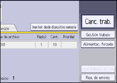 Ilustración de la pantalla panel de mandos