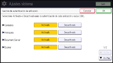 Ilustración de la pantalla panel de mandos