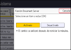 Ilustración de la pantalla panel de mandos