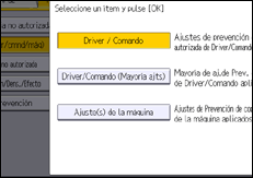 Ilustración de la pantalla panel de mandos