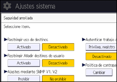 Ilustración de la pantalla panel de mandos
