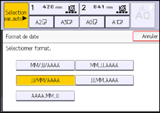 Illustration de l'écran du panneau de commande