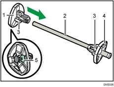 Illustration numérotée du support du rouleau de papier