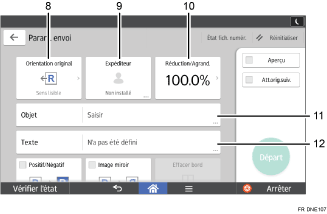 Illustration numérotée du panneau de commande