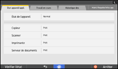 Illustration de l'écran du panneau de commande