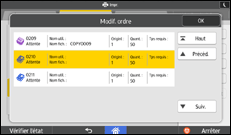 Illustration de l'écran du panneau de commande