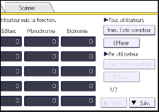 Illustration de l'écran du panneau de commande