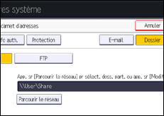 Illustration de l'écran du panneau de commande