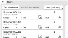 Illustration de l'écran du panneau de commande