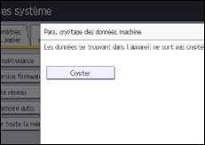 Illustration de l'écran du panneau de commande
