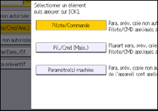 Illustration de l'écran du panneau de commande