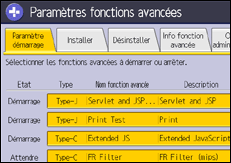 Illustration de l'écran du panneau de commande