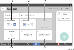 Kezelőpanel képernyőjének számozott jelölésű illusztrálása