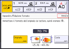 Illustrazione della schermata sul pannello di controllo