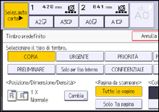 Illustrazione della schermata sul pannello di controllo