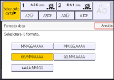 Illustrazione della schermata sul pannello di controllo