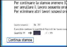 Illustrazione della schermata sul pannello di controllo