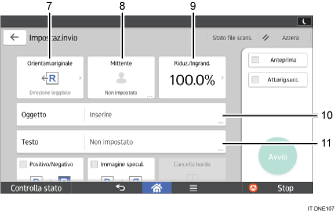 Illustrazione numerata pannello di controllo