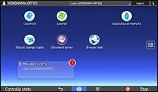 Illustrazione della schermata sul pannello di controllo