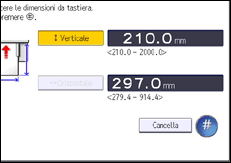 Illustrazione della schermata sul pannello di controllo