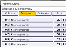Illustrazione della schermata sul pannello di controllo