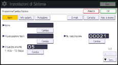 Illustrazione della schermata sul pannello di controllo