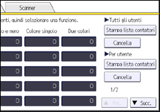 Illustrazione della schermata sul pannello di controllo