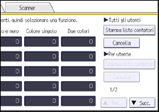 Illustrazione della schermata sul pannello di controllo