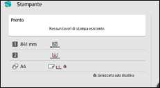 Illustrazione della schermata sul pannello di controllo