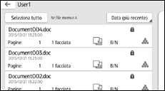 Illustrazione della schermata sul pannello di controllo