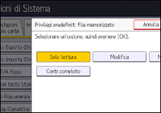 Illustrazione della schermata sul pannello di controllo