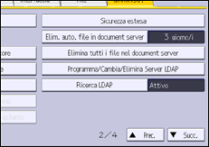 Illustrazione della schermata sul pannello di controllo