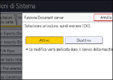 Illustrazione della schermata sul pannello di controllo