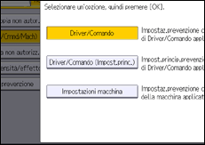 Illustrazione della schermata sul pannello di controllo
