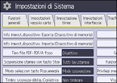 Illustrazione della schermata sul pannello di controllo