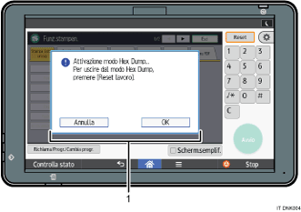 Illustrazione numerata schermata pannello di controllo