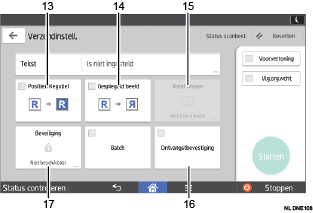 Genummerde afbeelding van het scherm van het bedieningspaneel