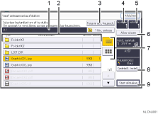 Genummerde afbeelding van het scherm van het bedieningspaneel