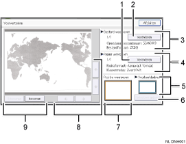 Genummerde afbeelding van het scherm van het bedieningspaneel