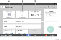 Illustrasjon av betjeningspanelet med nummererte bildetekster