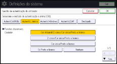 Ilustração do ecrã do painel de operação