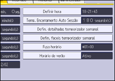 Ilustração do ecrã do painel de operação